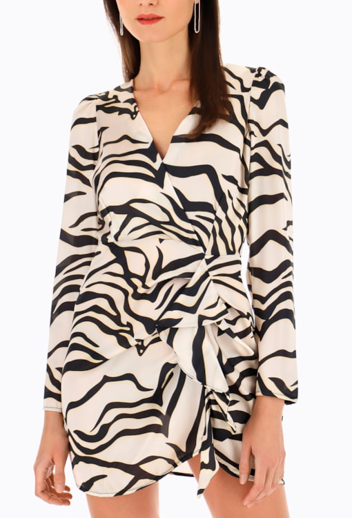 Vestido Cruzado Estampa Zebra