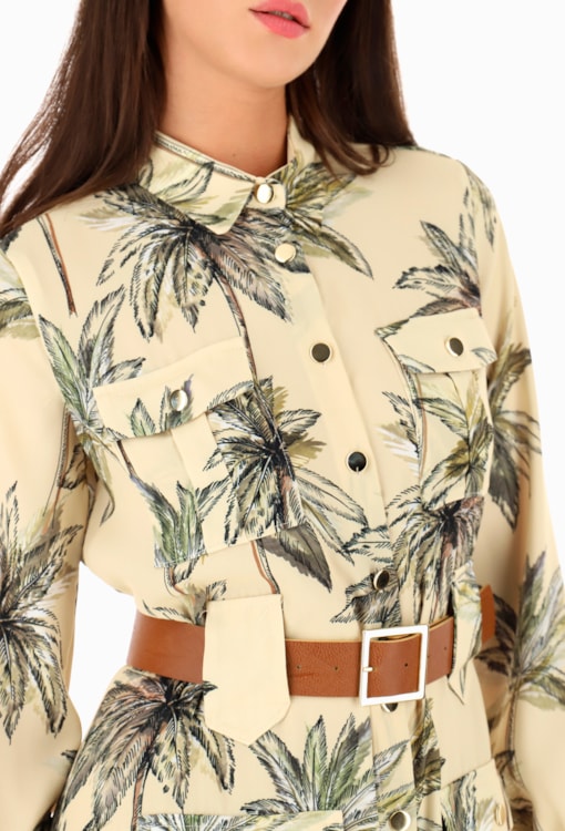 Vestido Estampa Tropical com presilhas