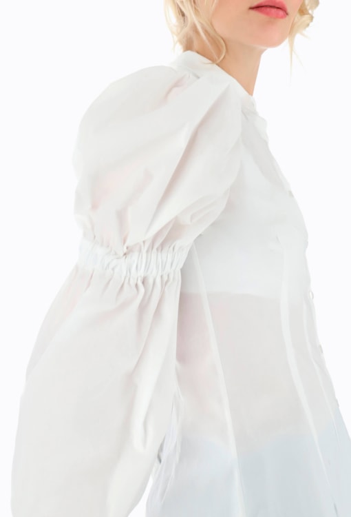 Camisa Manga Abalonada com Franzidos