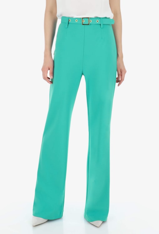 Calças Retas com Cinto Combinado