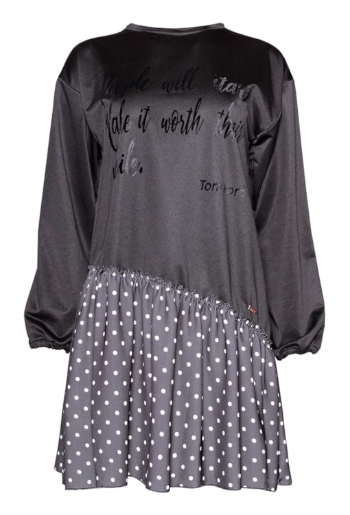 Vestido com folho estampado