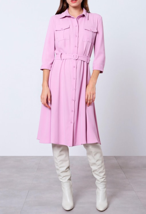 Vestido camiseiro com cinto