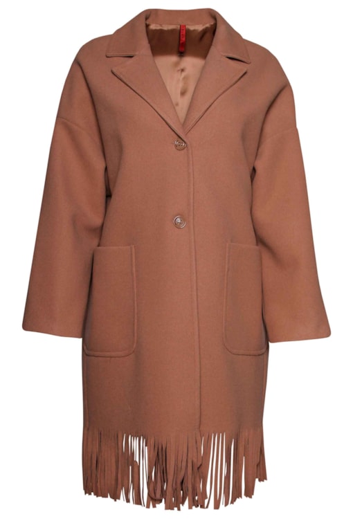 Casaco de lã e franjas