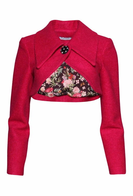 Casaco cropped efeito lã