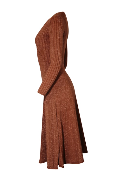 Vestido canelado fios brilhantes