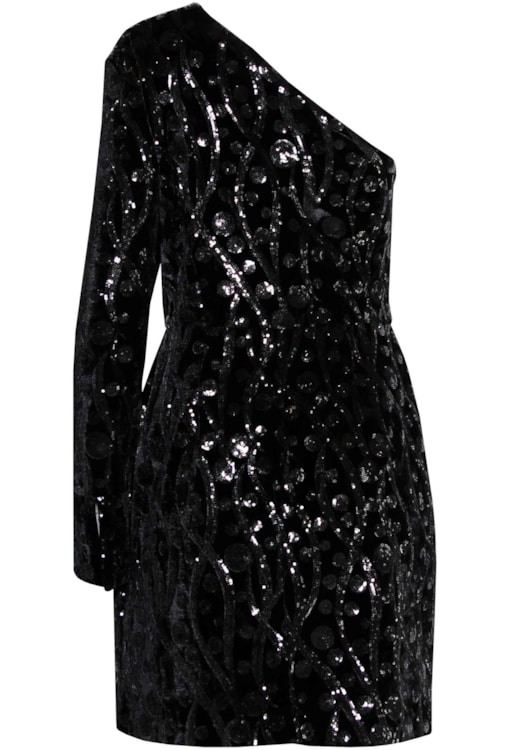 Vestido assimétrico lantejoulas