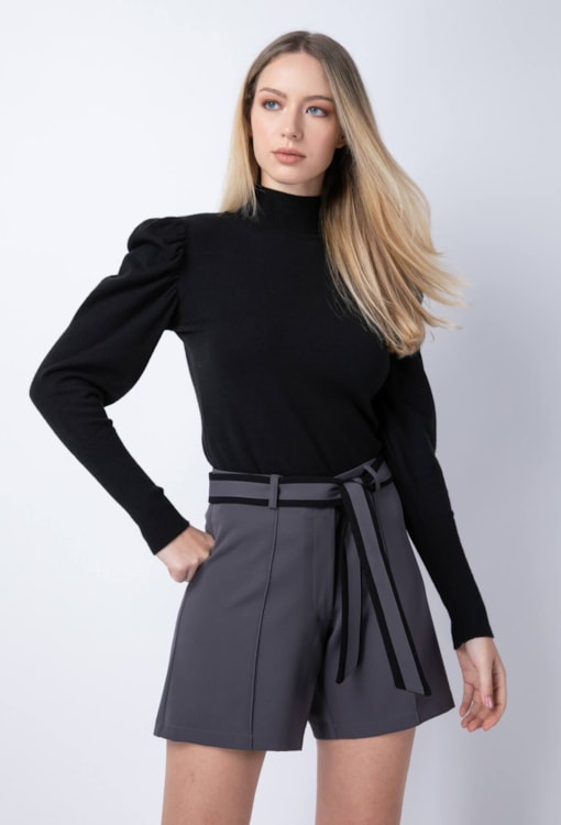 Blusa canelada gola subida