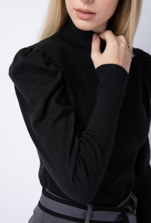 Blusa canelada gola subida