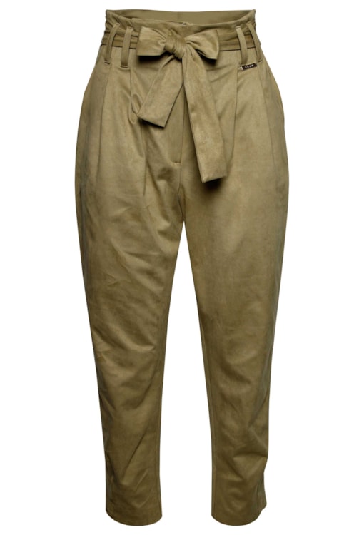 Calças Efeito Camurça Com Cinto