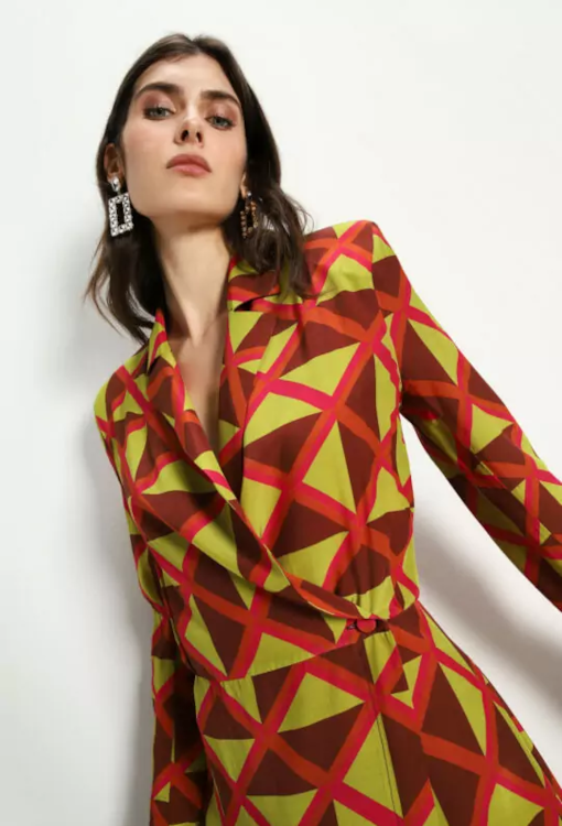 Vestido Curto Estampado Acetinado