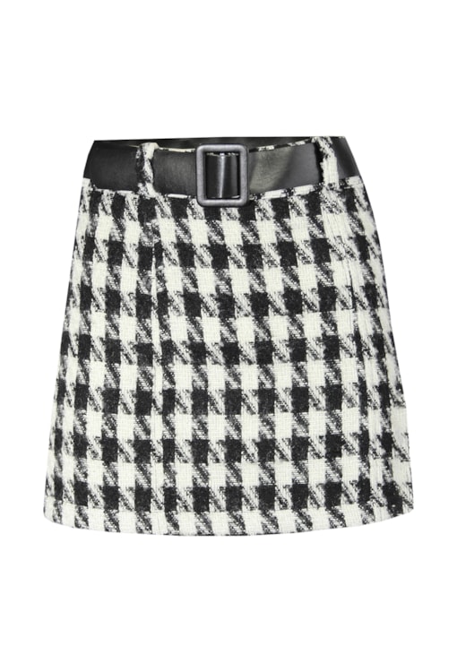 Saia pied de poule com cinto