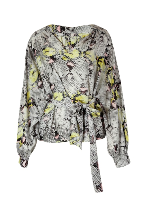 Blusa decote em v com padrão cobra