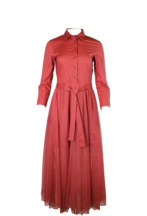 Vestido camiseiro com tule