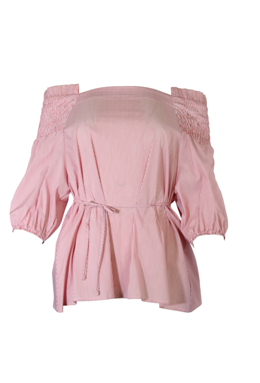 Camisa decote em barco às riscas