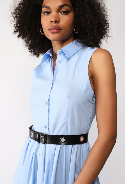 Vestido camiseiro midi com cinto