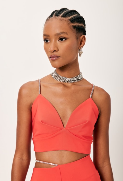 Top Alfaiataria Com Alças Brilhantes