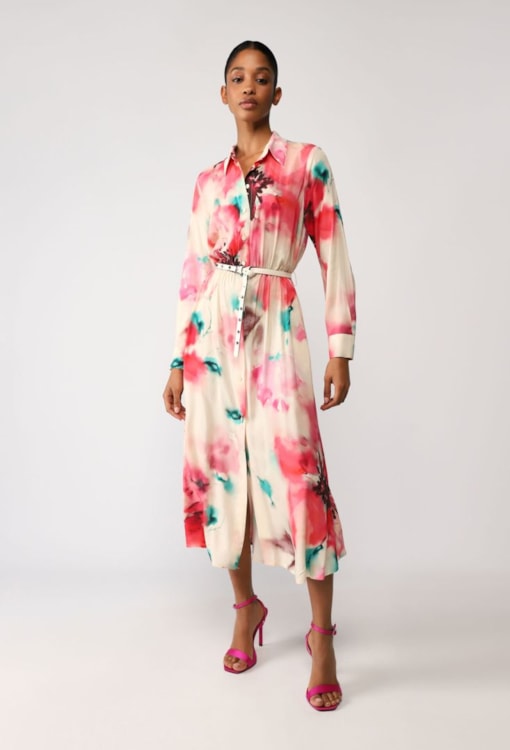 Vestido Camiseiro Estampado com Cinto