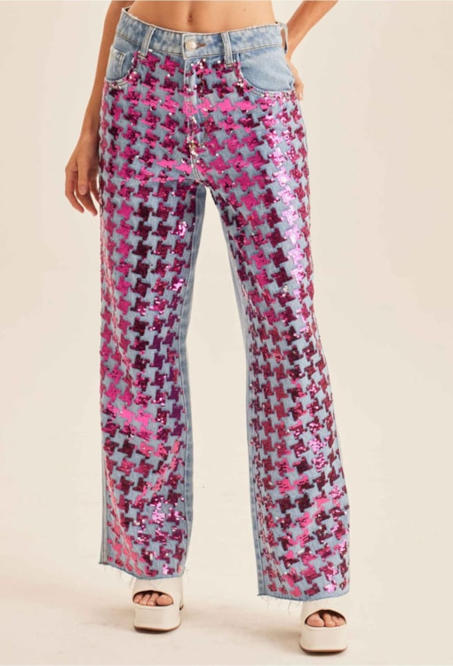 Calças de Ganga com Lantejoulas