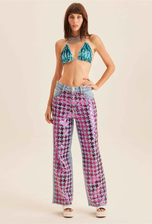 Calças de Ganga com Lantejoulas