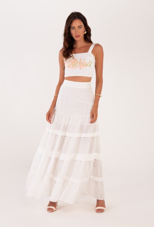 Top Cropped com Bordados