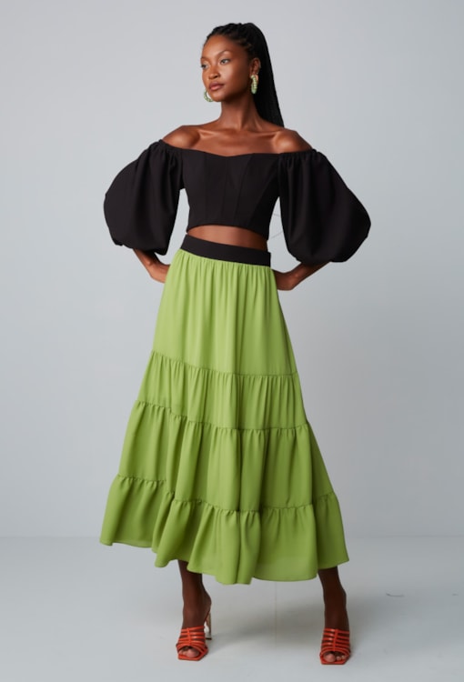 Saia Longa com Folhos